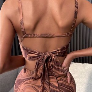 Marble print  tie back cami set